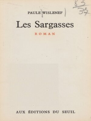 cover image of Les sargasses